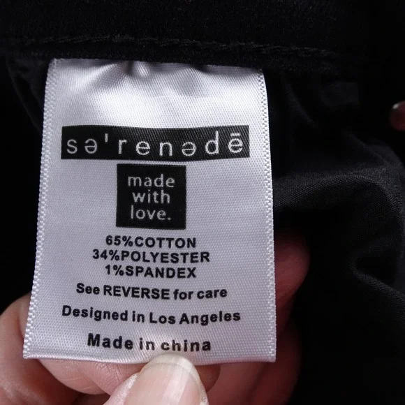 Serenad Designer Mens Black Denim Distressed Bootcut Jeans Size 32x34